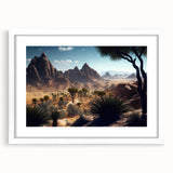 Extra large abstract art print of Algerian scenery in muted earth tones on a framed canvas, ideal for living room decor.