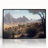 Large abstract wall art featuring an Algerian landscape in muted earth tones on framed acrylic.