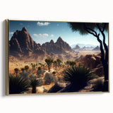 Framed canvas of a vintage-style Algerian landscape with gold accents, featuring black and colorful art.