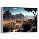 Framed canvas featuring a vintage-style landscape of an Algerian scene in monochrome black tones, ideal for bedroom wall art.