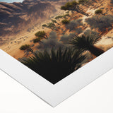 Art deco poster of an Algerian landscape in muted earth tones on rolled canvas, suitable for dining room decor.