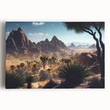 Large black and white stretched canvas of an Algerian landscape, suitable for kitchen wall art.