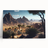 Black and white photograph of Algerian scenery on stretched canvas, ideal for kitchen wall art or bedroom decor.