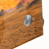 Large abstract depiction of an Egyptian landscape in earth tones on acrylic glass, suitable for dining room art.