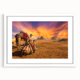 Extra large abstract art print of an African desert scene in earthy tones on a framed canvas, ideal for living room decor.