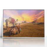 Framed acrylic print of an Egyptian landscape in muted earth tones, ideal for modern art wall decor.