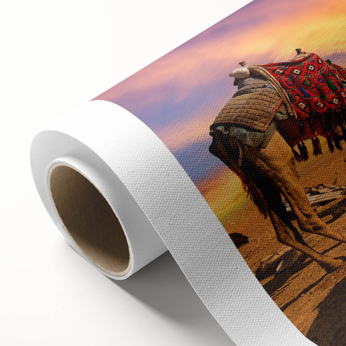 Art Deco style poster of Egyptian scenery on rolled canvas, suitable as nursery wall art or dining room decor.