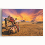 Black and white stretched canvas featuring a panoramic view of the Egyptian landscape, ideal for kitchen wall art.