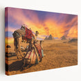 Large canvas print of an Egyptian desert landscape, featuring muted earth tones, ideal for kitchen wall art.