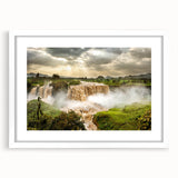 Extra large abstract art print featuring a textured depiction of an Ethiopian landscape, in earthy tones.