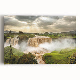 Monochrome Ethiopian landscape on large stretched canvas, ideal for kitchen wall art.