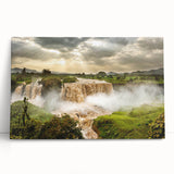 Black and white large art print of Ethiopian scenery on stretched canvas, ideal for kitchen wall art or bedroom decor.