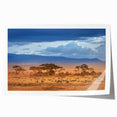 Extra large rolled print depicting a serene Kenyan landscape with vibrant green and earth tones.
