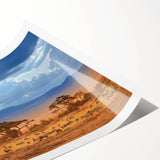 Extra large wall art featuring line art flowers in muted earth tones on a rolled print, suitable for large living room decor.