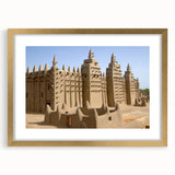 Textured art print of an abstract African landscape in earthy tones on a framed canvas, ideal for bedroom decor.