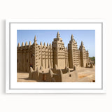 Extra large abstract art print depicting textured African scenery in earthy tones, framed with a white mat.