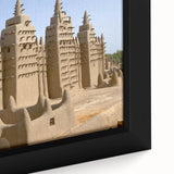 Extra large framed canvas featuring a textured, colorful African scenery in black, ideal for living room decor.