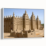 Framed canvas featuring a vintage-style landscape of the Mali scenery in muted earth tones, ideal for bedroom wall art.