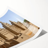 Extra large rolled print featuring line art flowers in muted earth tones, ideal for large living room wall decor.