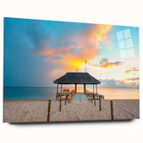 Large abstract wall art depicting the Mauritius landscape in vibrant colors on acrylic glass.