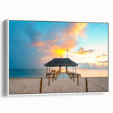 Landscape painting of Mauritius on framed canvas with muted earth tones, ideal for bedroom wall art.