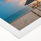 Art Deco poster of a Mauritian landscape in muted earth tones on rolled canvas, suitable for dining room wall art.