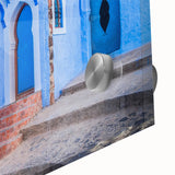 Large abstract acrylic print featuring a Moroccan landscape in earthy tones, ideal for dining room art.