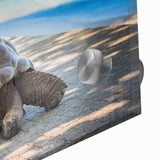 Large abstract wall art depicting the Seychelles scenery in mid-century modernist style on acrylic glass.