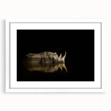 Abstract art print of an African landscape in muted earth tones on a framed white mat, ideal for dining room decor.