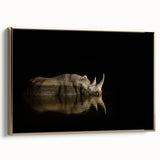 Framed canvas featuring a vintage-style landscape of an African savannah in muted gold and black tones.