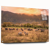 Acrylic glass print of Tanzanian scenery with earthy tones, ideal for dining room art.