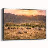 Black and white framed canvas of a Tanzanian landscape, ideal for bedroom wall art.