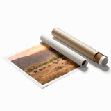 Extra large rolled print depicting Tanzania scenery with vibrant green and floral elements.