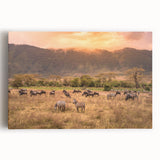Black and white stretched canvas of Tanzanian scenery, ideal for kitchen wall art.