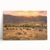 Black and white photograph of an African savannah on stretched canvas, ideal for kitchen wall art or bedroom ambiance.
