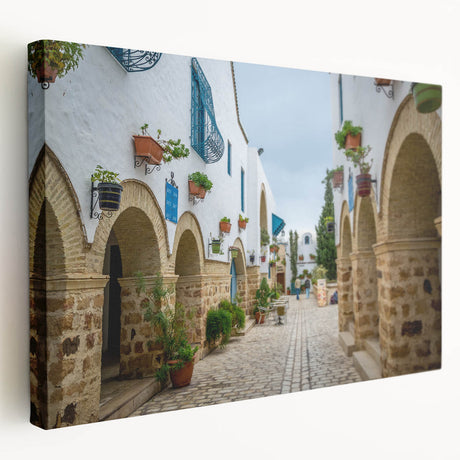 Large canvas print of a Tunisian landscape in warm earth tones, ideal for kitchen wall art.
