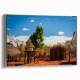 Landscape art painting of Zambia scenery on framed canvas, featuring vibrant earth tones, ideal for living room decor.