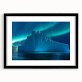 Extra large abstract art print of Antarctic scenery in vibrant, textured colors on a black framed canvas.
