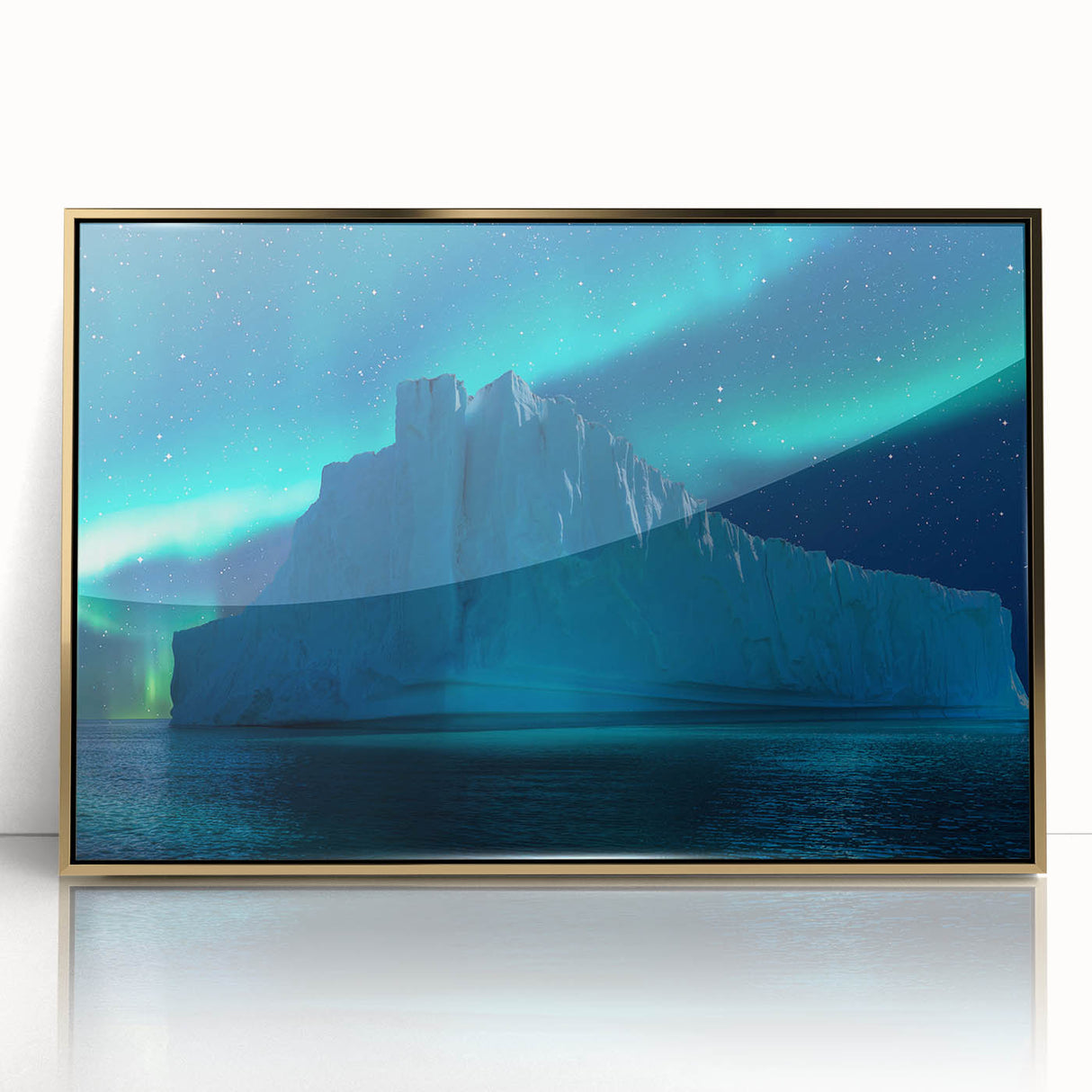 Framed acrylic print of a minimalist Antarctic landscape in muted gray and blue tones, ideal for modern art wall decor.