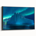 Black and white framed canvas featuring a vintage-style Antarctic landscape, ideal for bedroom wall decor.
