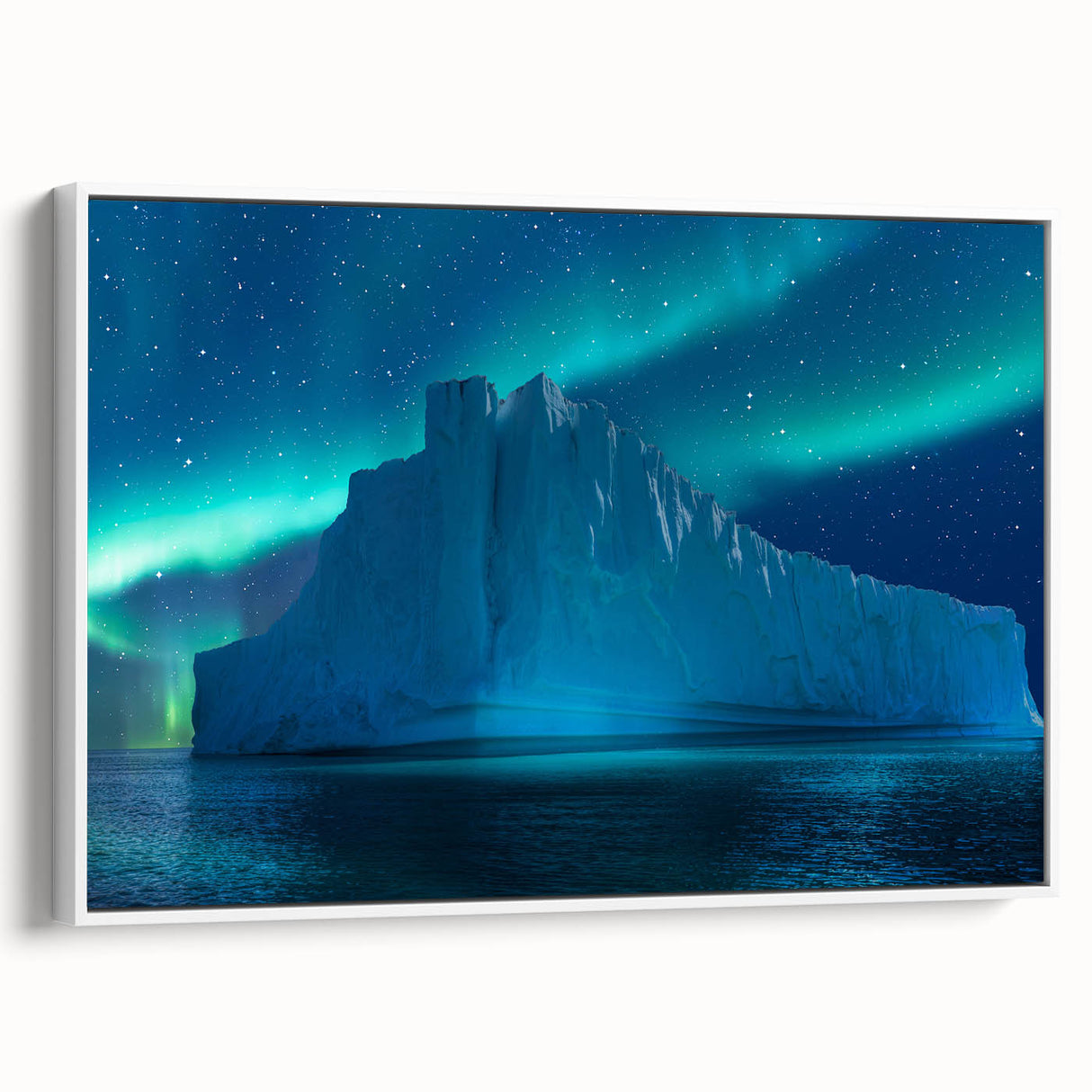 Vintage poster art of Antarctica scenery on framed canvas, featuring a monochrome palette, ideal for living room decor.