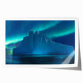 Antarctic landscape on rolled print, featuring icy terrain in muted blue and white tones, suitable for art wall dining room.