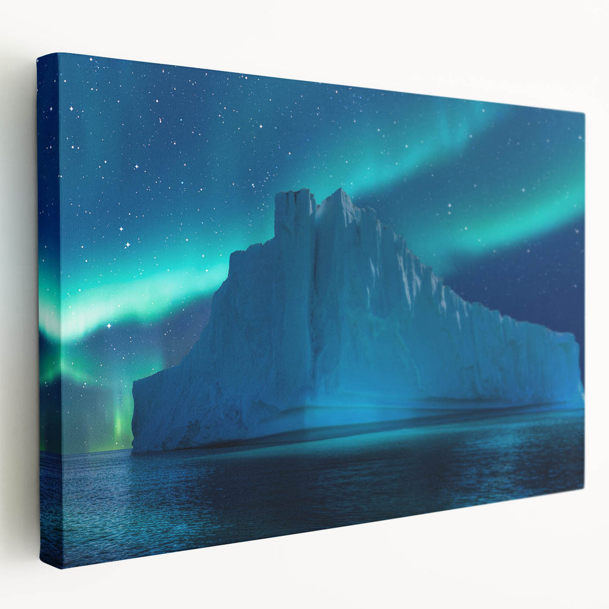 Antarctic landscape on stretched canvas, featuring icy blue and white tones, ideal for kitchen wall art.