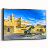 Black and white landscape art painting of Azerbaijan scenery on a framed canvas, ideal for bedroom decor.