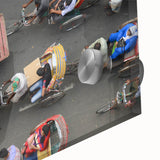 Large abstract wall art on acrylic glass depicting a Bangladesh scenery in mid-century modernist style.