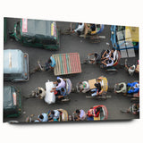 Large abstract wall art of a serene Bangladesh landscape in soft green and blue tones, acrylic print.