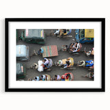 Extra large abstract art print featuring a colorful, textured depiction of a vibrant Bangladesh scenery on a framed canvas.