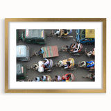 Extra large framed abstract art print depicting textured scenery in gold and earth tones, ideal for living room decor.