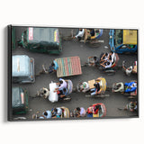 Black and white framed canvas featuring a vintage-style landscape of Bangladesh, suitable for bedroom decor.