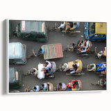 Vintage poster art of a Bangladesh scenery in vibrant colors on a framed canvas, ideal for living room decor.